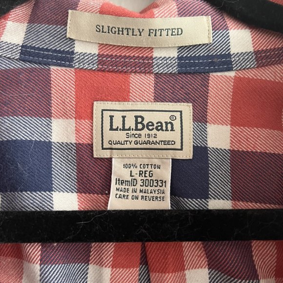 L.L. Bean Slightly Fitted Scotch Plaid Red and Blue Flannel - Picture 3 of 4